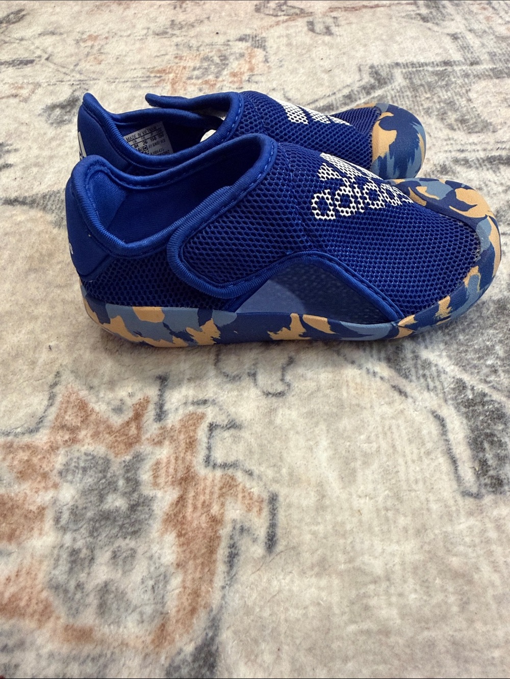 adidas Kids Royal Blue Slip-On Water Shoes with Tan Camo Accents - Picture 2 of 4